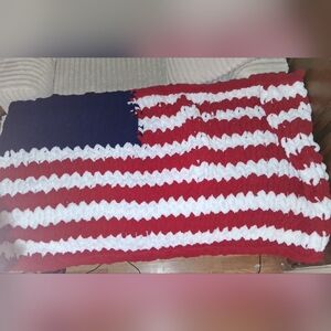 Red, White, and Blue Finger Knit Blanket